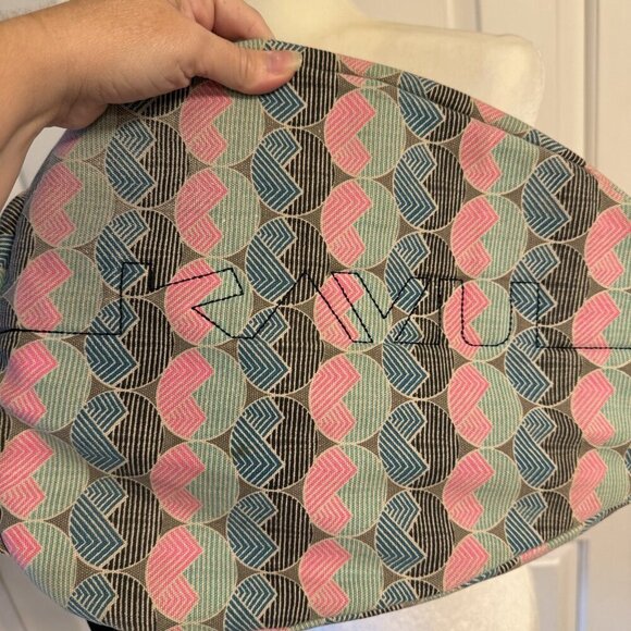 Kavu Rope Sling Bag Pink Teal Geometric Print Multiple Zipper Pockets - Picture 9 of 15